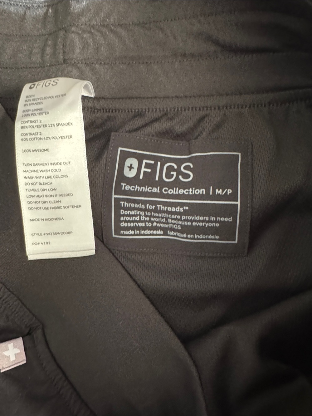 Figs Black Jogger Scrub Pants with Teal Drawstring - Picture 4 of 4